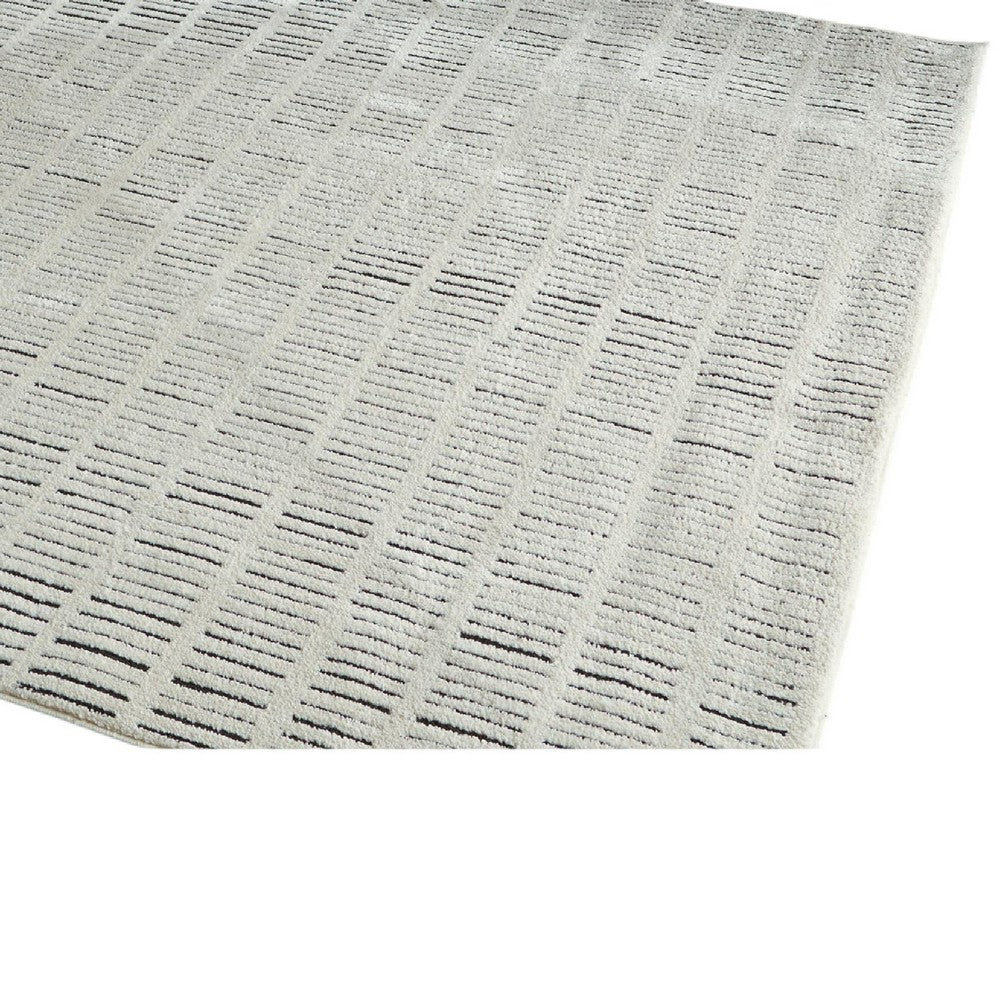 Turo Striped Large Area Rug | 16mm Pile | Ivory & Black Polyester 8x10