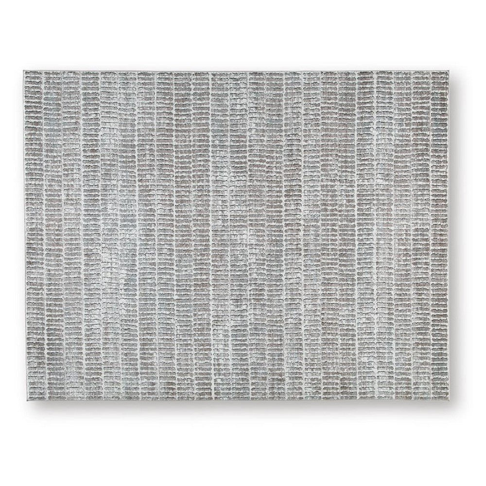Feri Striped Large Area Rug | Gray & Ivory Polypropylene Polyester 8x10