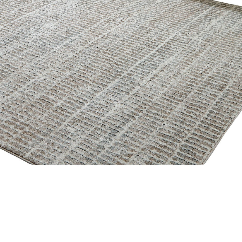 Feri Striped Large Area Rug | Gray & Ivory Polypropylene Polyester 8x10
