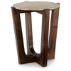 Dore Side End Table | Round Marble Top | Angled Legs | Beige | Brown 24"