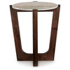 Dore Side End Table | Round Marble Top | Angled Legs | Beige | Brown 24"