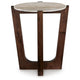Dore Side End Table | Round Marble Top | Angled Legs | Beige | Brown 24"