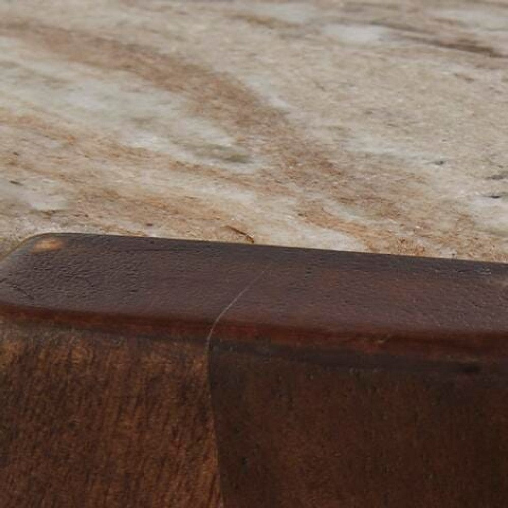 Dore Side End Table | Round Marble Top | Angled Legs | Beige | Brown 24"