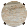 Dore Side End Table | Round Marble Top | Angled Legs | Beige | Brown 24"