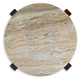 Dore Side End Table | Round Marble Top | Angled Legs | Beige | Brown 24"