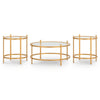 Pera 3pc Coffee Table & 2 End Table Set | Glass Top | Gold Steel Frame