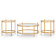 Pera 3pc Coffee Table & 2 End Table Set | Glass Top | Gold Steel Frame
