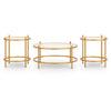 Pera 3pc Coffee Table & 2 End Table Set | Glass Top | Gold Steel Frame