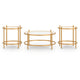 Pera 3pc Coffee Table & 2 End Table Set | Glass Top | Gold Steel Frame