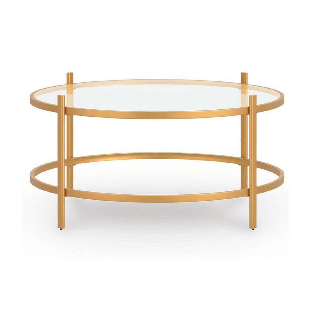 Pera 3pc Coffee Table & 2 End Table Set | Glass Top | Gold Steel Frame