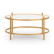 Pera 3pc Coffee Table & 2 End Table Set | Glass Top | Gold Steel Frame