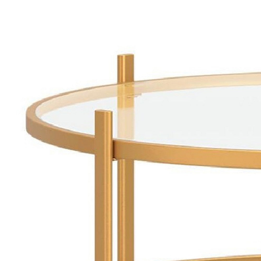 Pera 3pc Coffee Table & 2 End Table Set | Glass Top | Gold Steel Frame