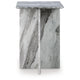 Kein Square Accent Table | Cross Paneled Base | White Gray Marble 20"