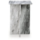 Kein Square Accent Table | Cross Paneled Base | White Gray Marble 20"