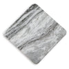 Kein Square Accent Table | Cross Paneled Base | White Gray Marble 20"