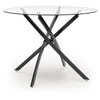Pheri Dining Table | Glass Round Top | Intricate Legs | Dark Gray 42"