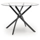 Pheri Dining Table | Glass Round Top | Intricate Legs | Dark Gray 42"