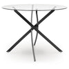 Pheri Dining Table | Glass Round Top | Intricate Legs | Dark Gray 42"