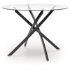 Pheri Dining Table | Glass Round Top | Intricate Legs | Dark Gray 42"