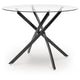 Pheri Dining Table | Glass Round Top | Intricate Legs | Dark Gray 42"