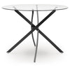 Pheri Dining Table | Glass Round Top | Intricate Legs | Dark Gray 42"