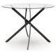 Pheri Dining Table | Glass Round Top | Intricate Legs | Dark Gray 42"