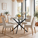 Pheri Dining Table | Glass Round Top | Intricate Legs | Dark Gray 42"