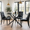 Pheri Dining Table | Glass Round Top | Intricate Legs | Dark Gray 42"