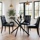 Pheri Dining Table | Glass Round Top | Intricate Legs | Dark Gray 42"