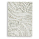 Delma 5x7 Medium Area Rug | Flowing Abstract Pattern | Green & Ivory Wool