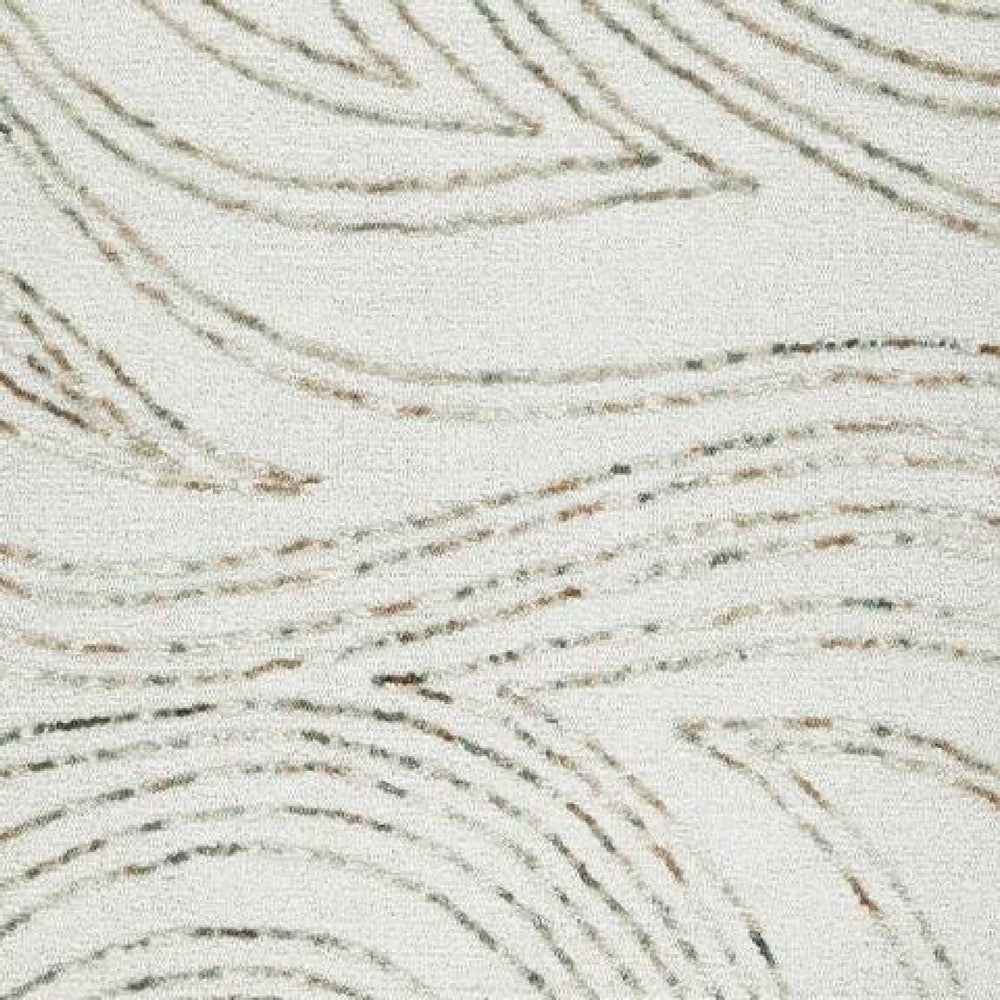 Delma 5x7 Medium Area Rug | Flowing Abstract Pattern | Green & Ivory Wool