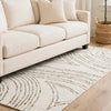 Delma 5x7 Medium Area Rug | Flowing Abstract Pattern | Green & Ivory Wool