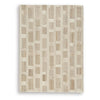 Lisa 5x7 Medium Area Rug | Stripe Pattern | White & Brown Wool Polyester