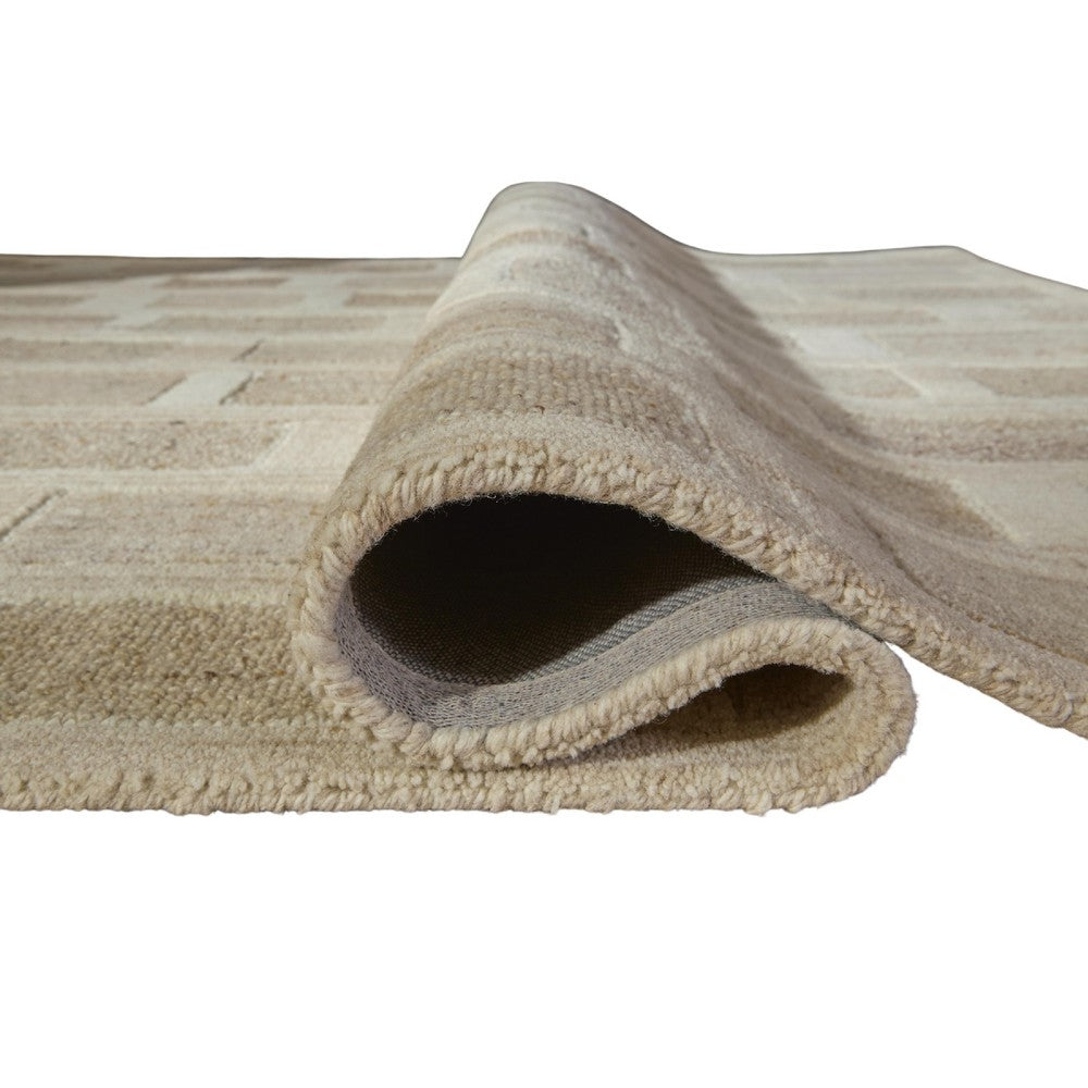Lisa 5x7 Medium Area Rug | Stripe Pattern | White & Brown Wool Polyester
