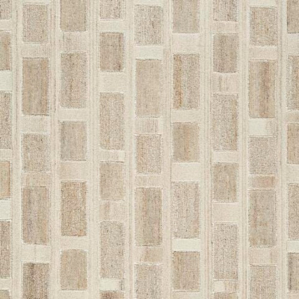 Lisa 5x7 Medium Area Rug | Stripe Pattern | White & Brown Wool Polyester