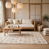 Lisa 5x7 Medium Area Rug | Stripe Pattern | White & Brown Wool Polyester