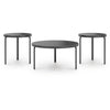 Dori 3pc Coffee Table & 2 End Table Set | Round Glass Top | Matte Black