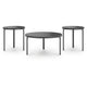 Dori 3pc Coffee Table & 2 End Table Set | Round Glass Top | Matte Black