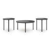 Dori 3pc Coffee Table & 2 End Table Set | Round Glass Top | Matte Black