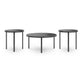 Dori 3pc Coffee Table & 2 End Table Set | Round Glass Top | Matte Black