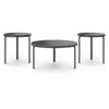 Dori 3pc Coffee Table & 2 End Table Set | Round Glass Top | Matte Black