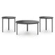 Dori 3pc Coffee Table & 2 End Table Set | Round Glass Top | Matte Black