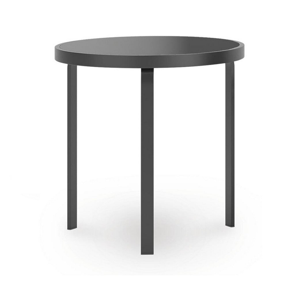 Dori 3pc Coffee Table & 2 End Table Set | Round Glass Top | Matte Black