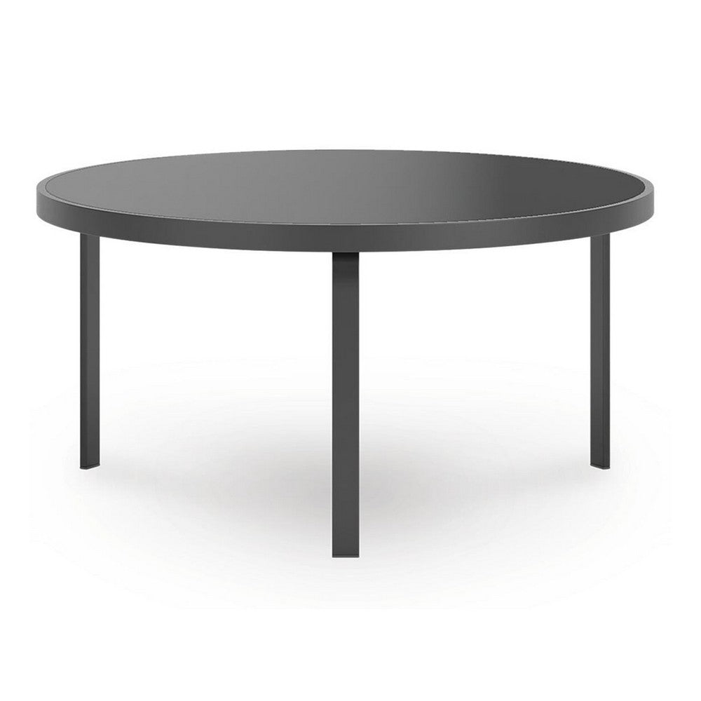 Dori 3pc Coffee Table & 2 End Table Set | Round Glass Top | Matte Black