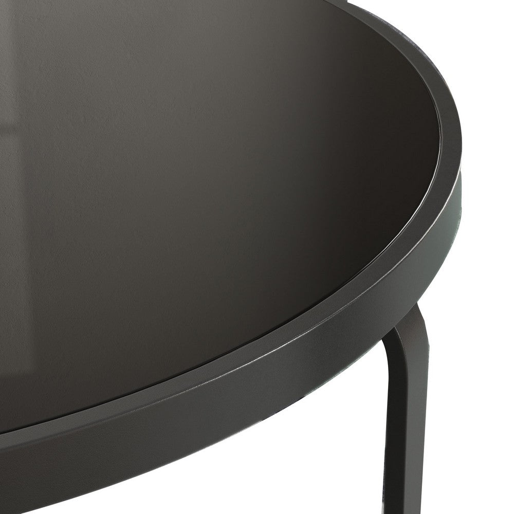 Dori 3pc Coffee Table & 2 End Table Set | Round Glass Top | Matte Black