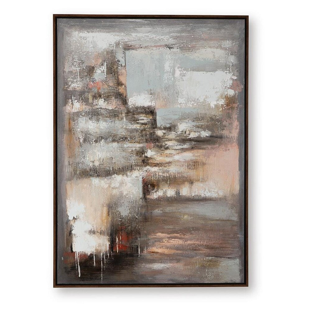 Fore Wall Art | Abstract Painting | H& Painted Canvas | Tan & Blue 40x56