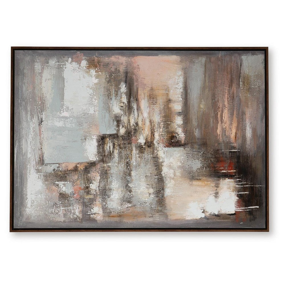 Fore Wall Art | Abstract Painting | H& Painted Canvas | Tan & Blue 40x56