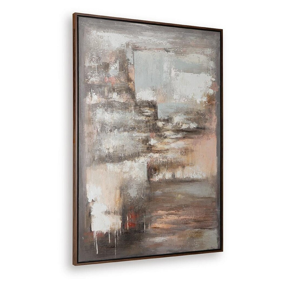 Fore Wall Art | Abstract Painting | H& Painted Canvas | Tan & Blue 40x56
