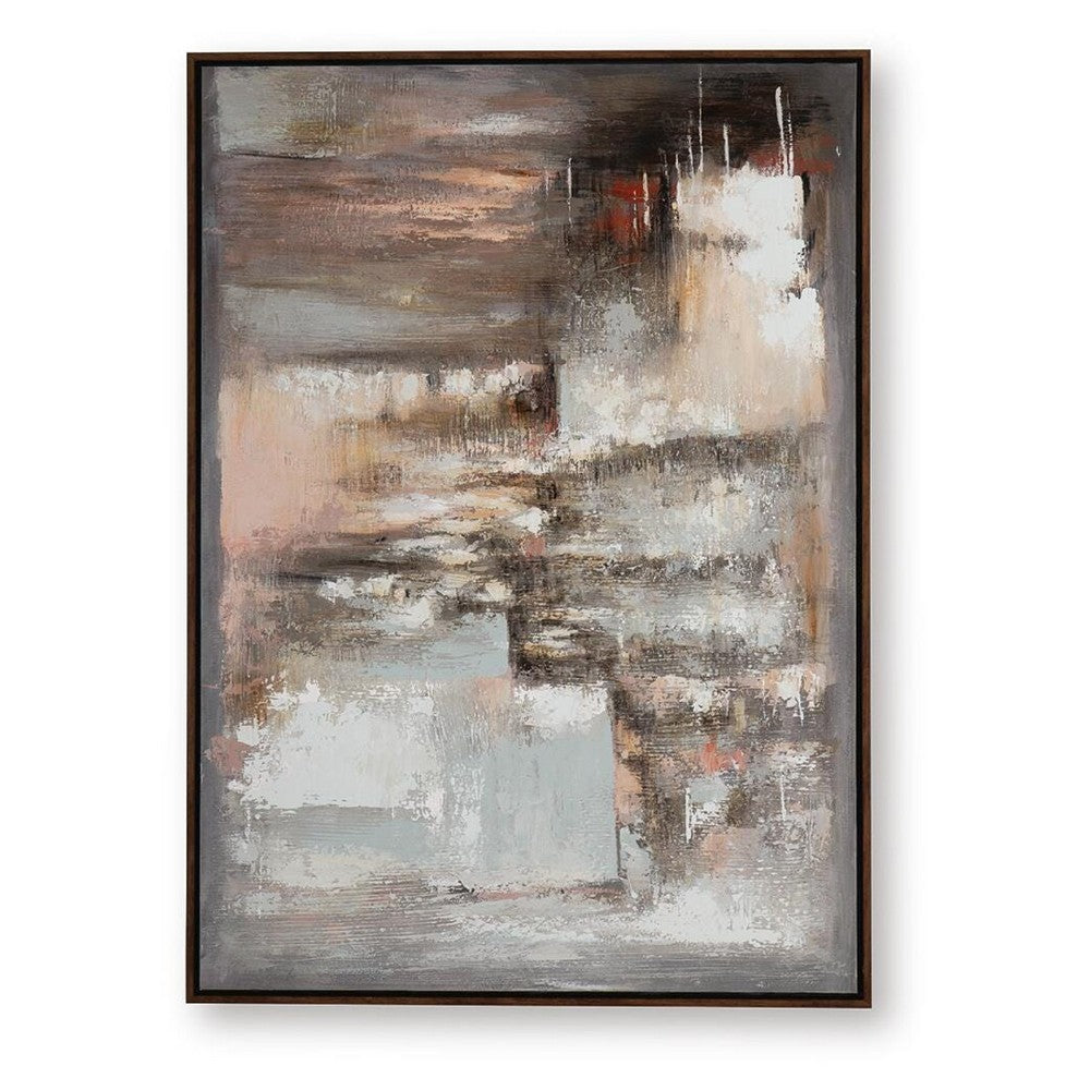 Fore Wall Art | Abstract Painting | H& Painted Canvas | Tan & Blue 40x56