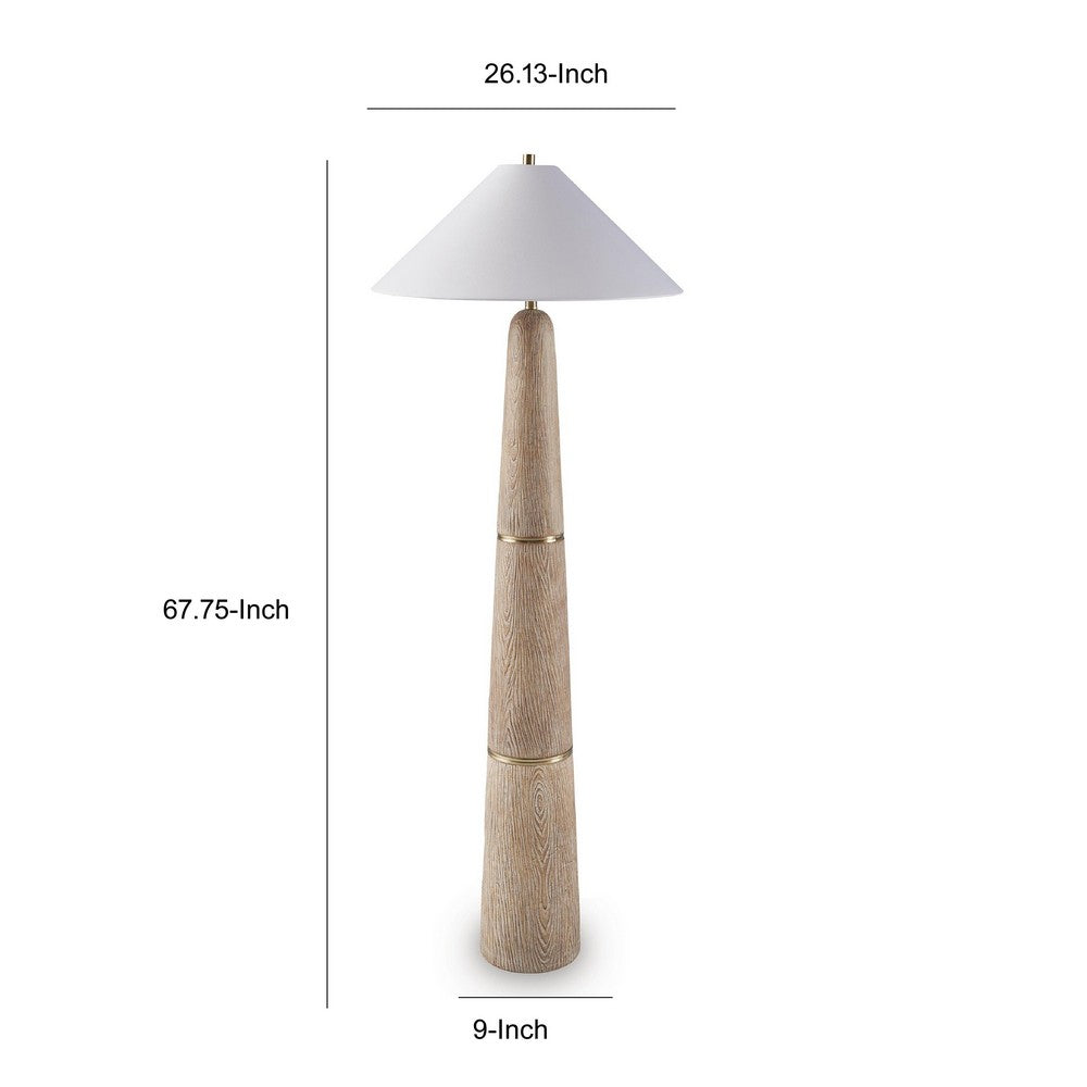 Parl Floor Lamp | Empire Shade | Conical Body | Brown Polyresin 68"